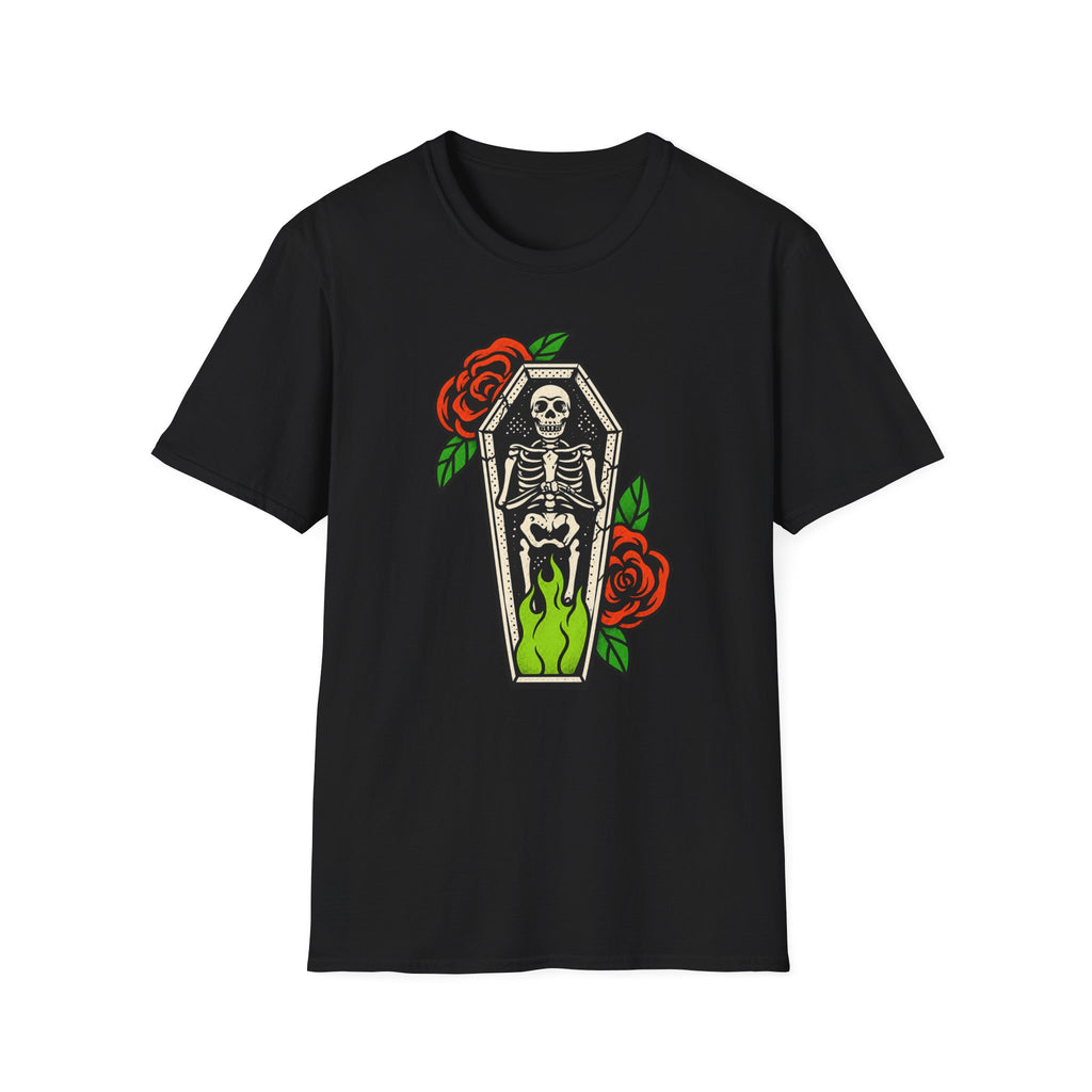 Gothic Skeleton Coffin Rose T-Shirt