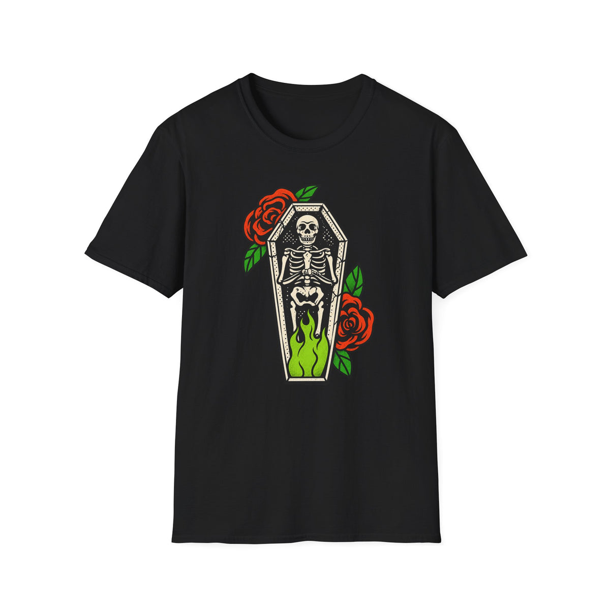 Gothic Skeleton Coffin Rose T-Shirt