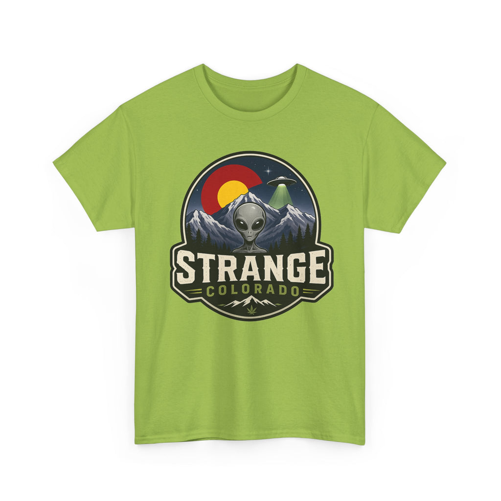 Strange Colorado alien mountains T-Shirt | UFO retro badge tee