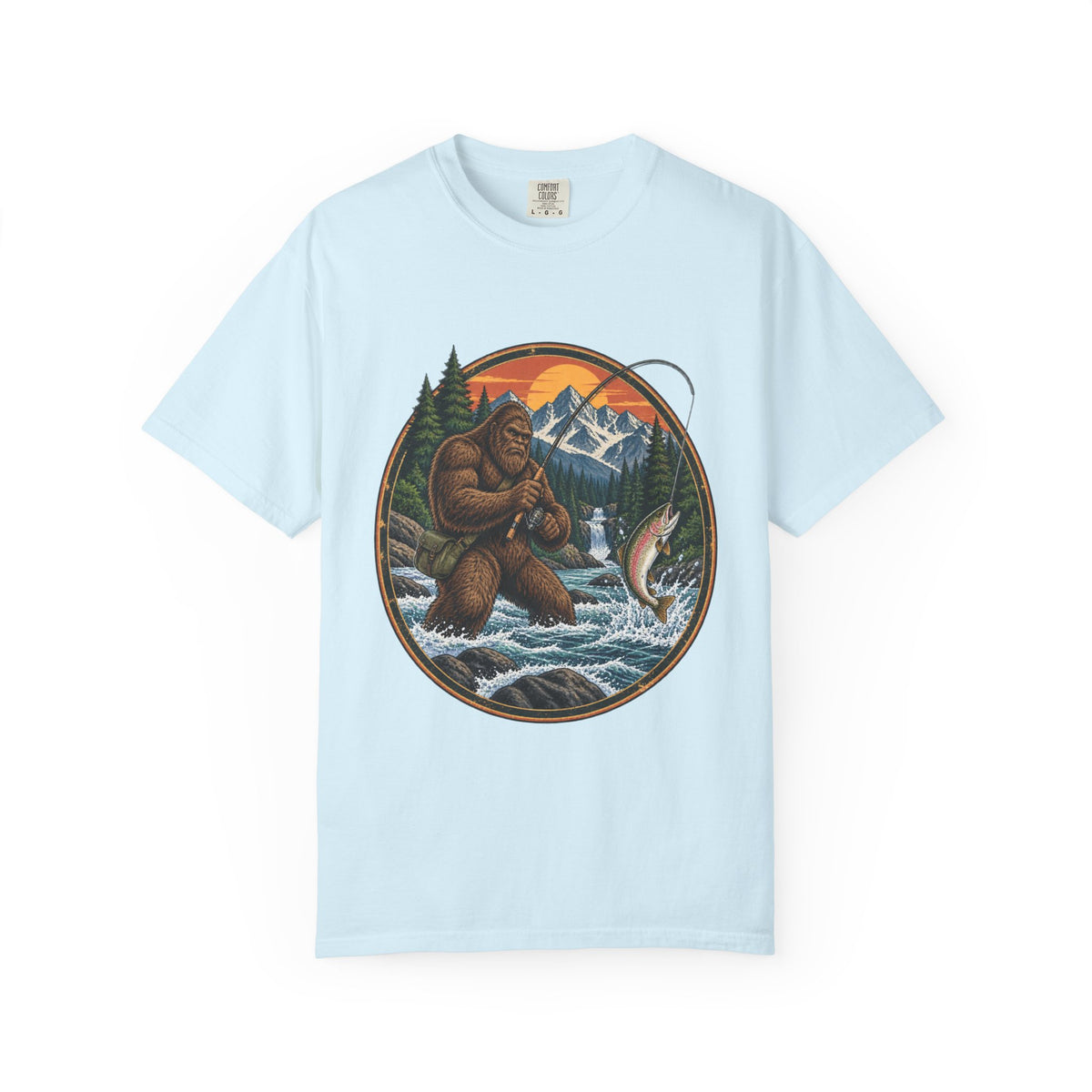 Bigfoot Fishing Graphic T-Shirt