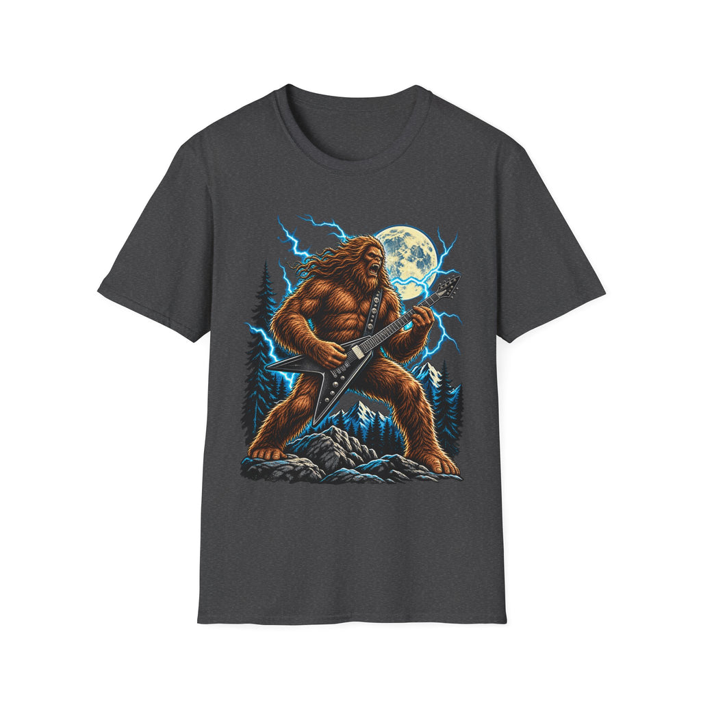 Bigfoot Playing Guitar Mountain Forest T-Shirt