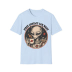 Alien Astronaut T‑Shirt - "First Contact Can Wait" Coffee Space Tee