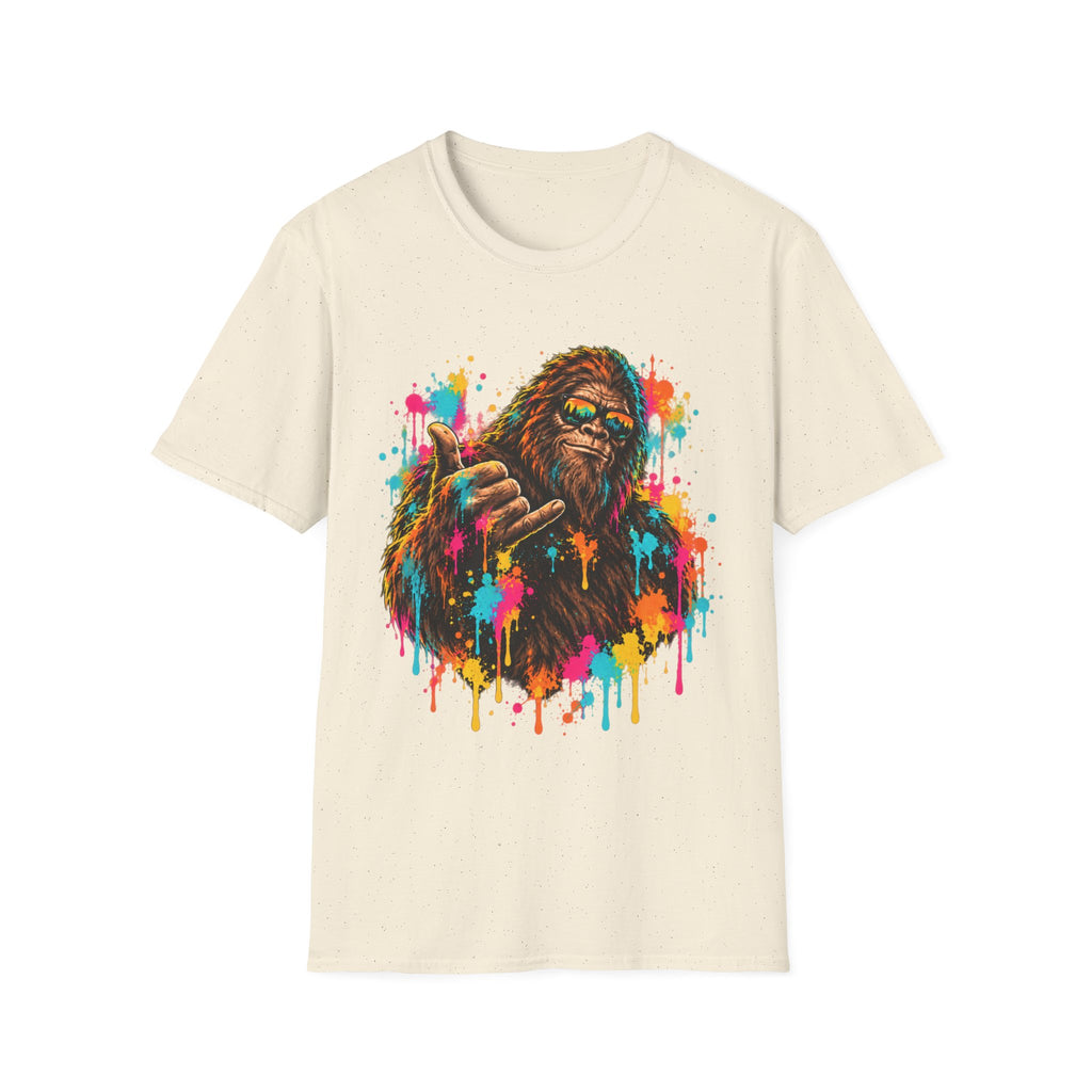 Colorful Bigfoot Paint Splatter  T-Shirt