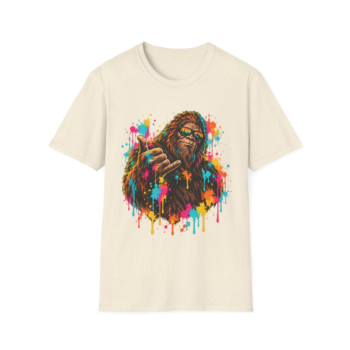 Colorful Bigfoot Paint Splatter  T-Shirt