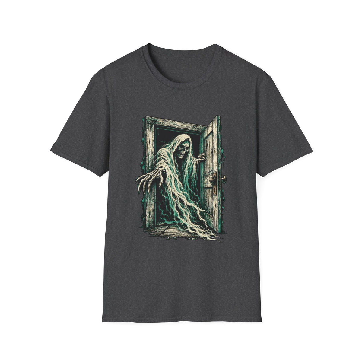 Haunted Door Grim Reaper Gothic Halloween T-Shirt