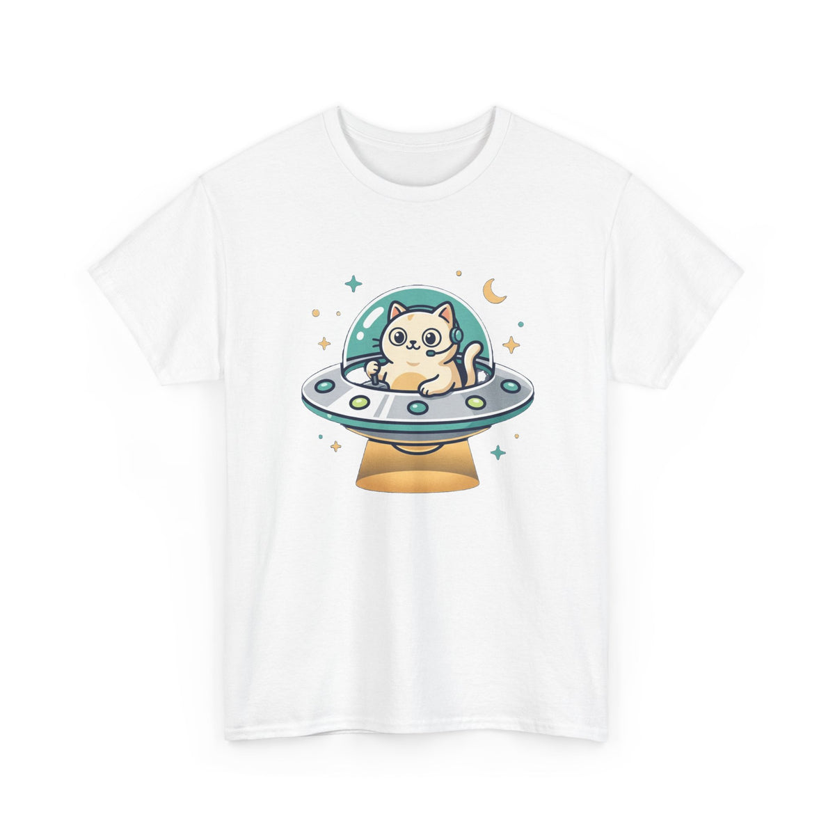 Whimsical Cute Cat UFO Tee