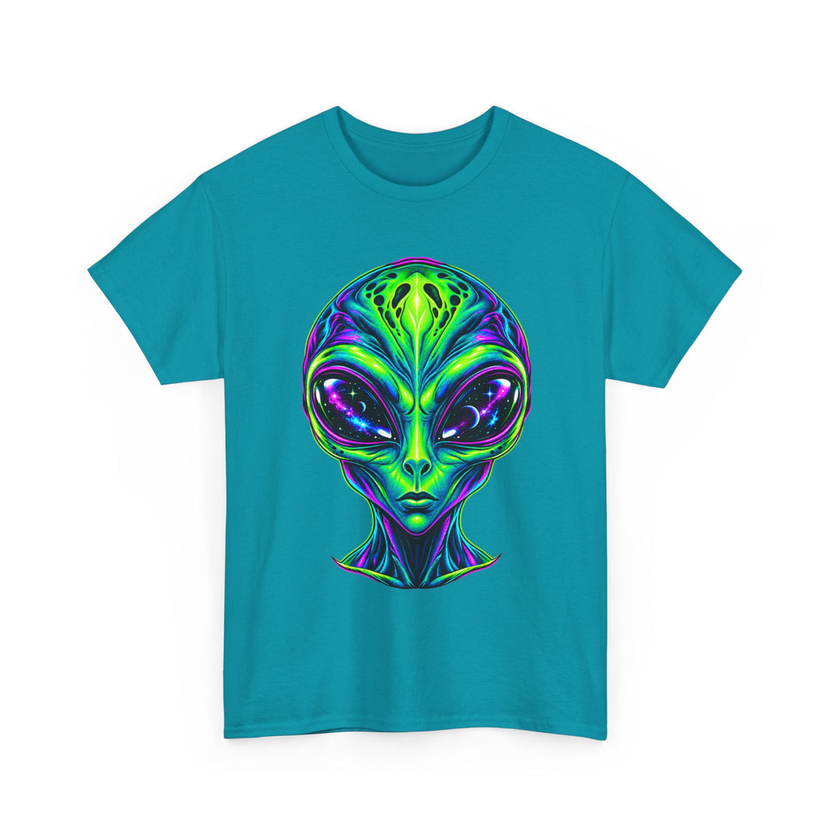 Psychedelic Alien Head T-Shirt | Neon Extraterrestrial Art