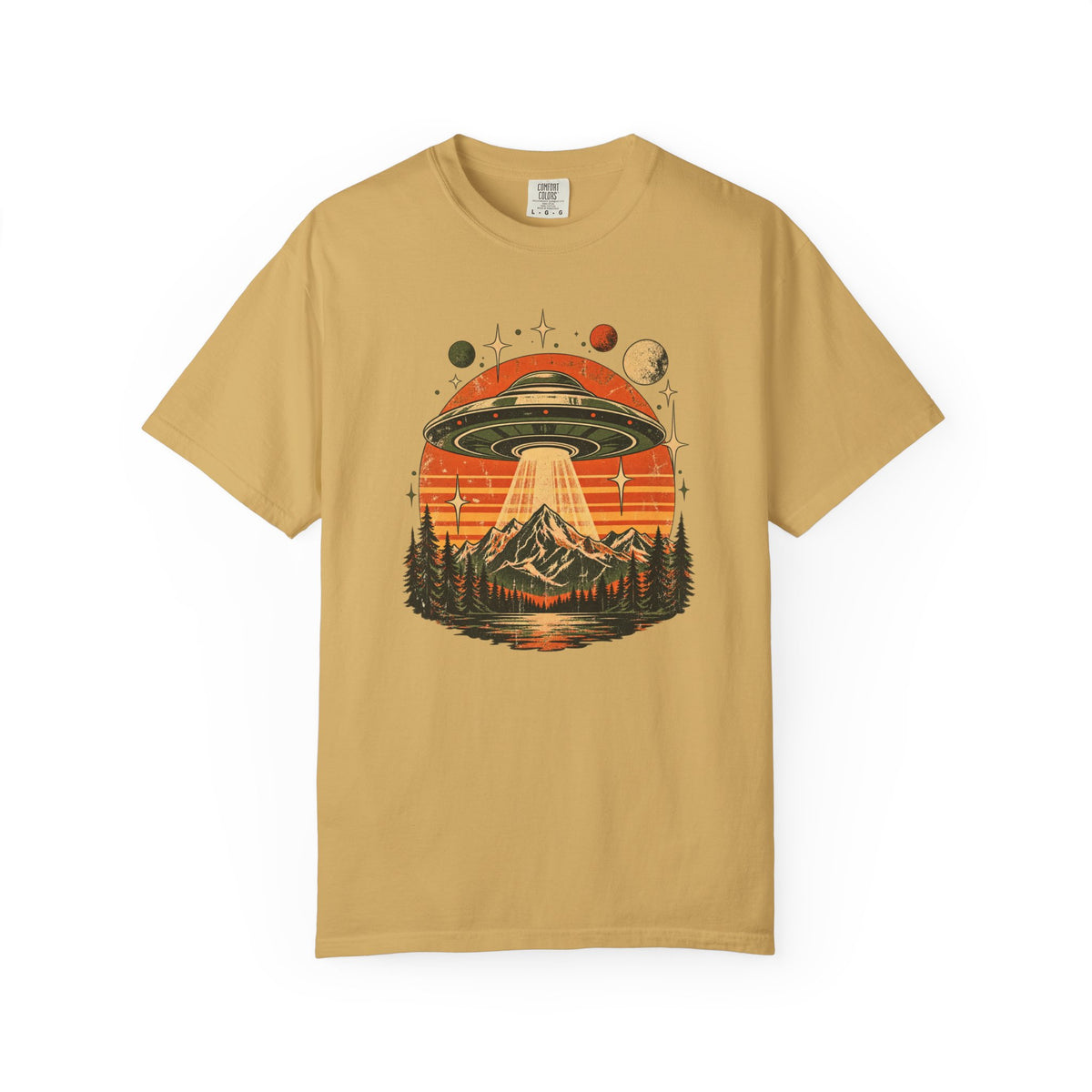 UFO Mountain Sunset Graphic T-Shirt