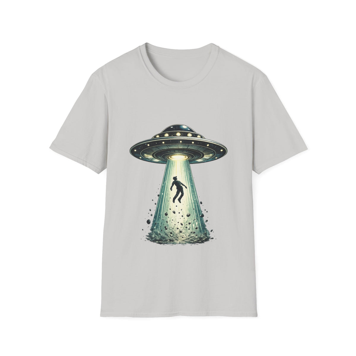 Alien Abduction Beam T-Shirt | UFO Abducting Person Graphic