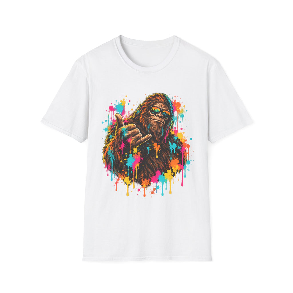 Colorful Bigfoot Paint Splatter  T-Shirt
