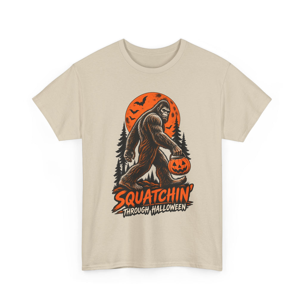 Squatchin' Through Halloween T-Shirt | Bigfoot Pumpkin Tee