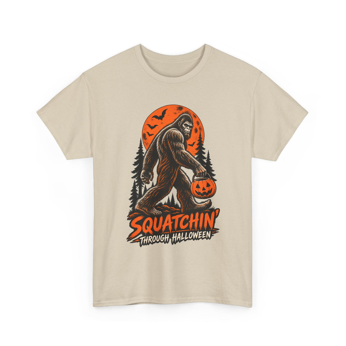 Squatchin' Through Halloween T-Shirt | Bigfoot Pumpkin Tee