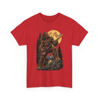 Bigfoot Playing Electric Guitar T-Shirt | Sasquatch Moon Forest Rock Tee