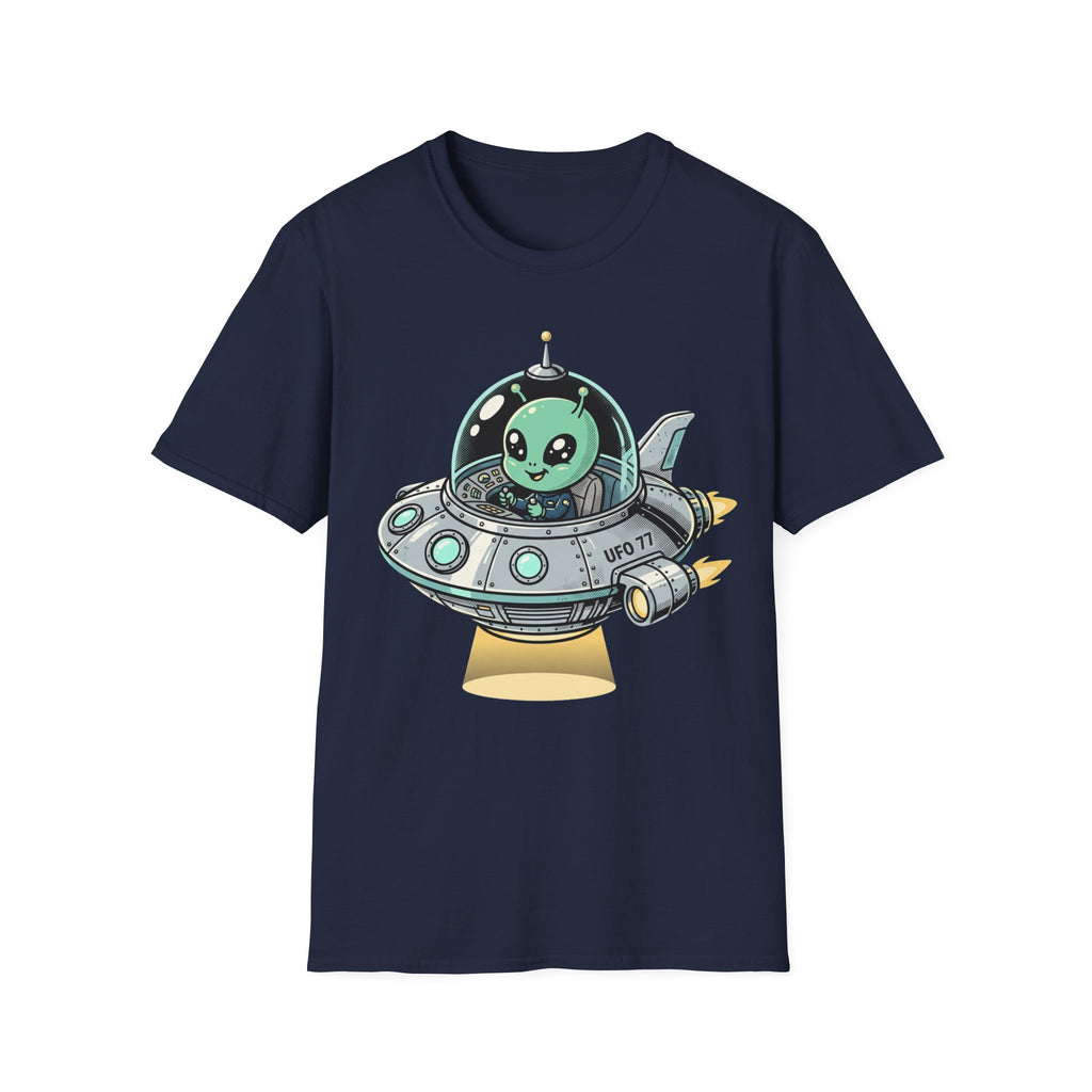 Alien UFO T-Shirt — Cute Green Alien in Spaceship Graphic Tee