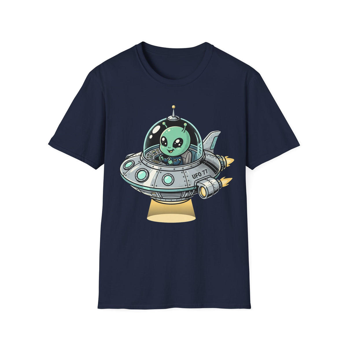 Alien UFO T-Shirt — Cute Green Alien in Spaceship Graphic Tee
