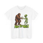 Keep It Weird Sasquatch Alien T-Shirt | Funny Cryptid UFO Tee