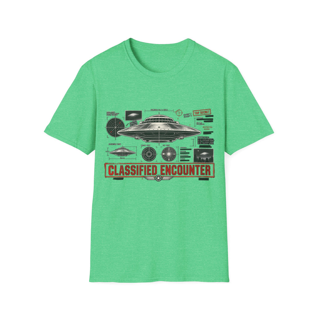 Classified Encounter UFO Alien Retro Graphic T-Shirt