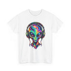 Alien Headphones T-Shirt – Colorful Cosmic UFO Graphic