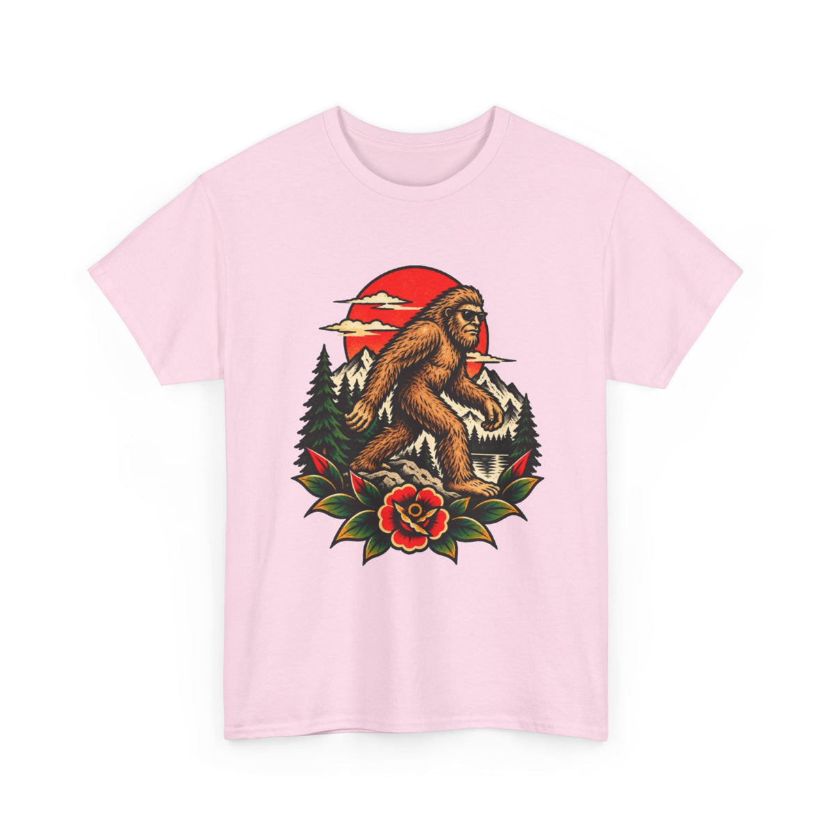 Bigfoot Forest Sunset T-Shirt — Sasquatch Vintage Graphic Tee