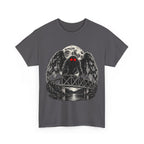 Mothman Bridge Graphic Tee — Red-Eyed Cryptid Illustration T-Shirt