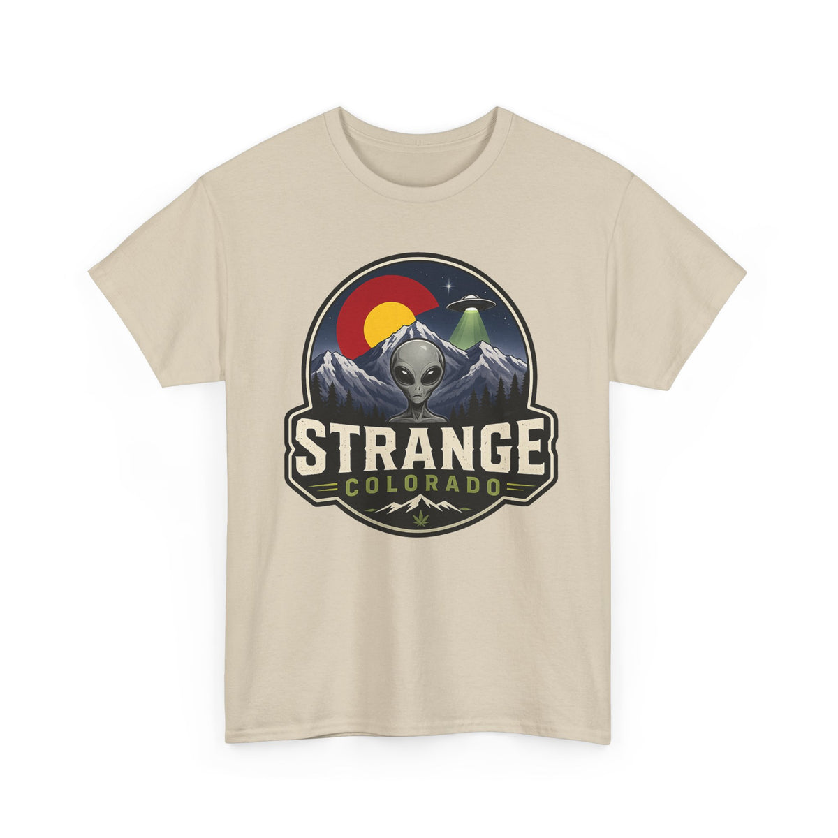 Strange Colorado alien mountains T-Shirt | UFO retro badge tee