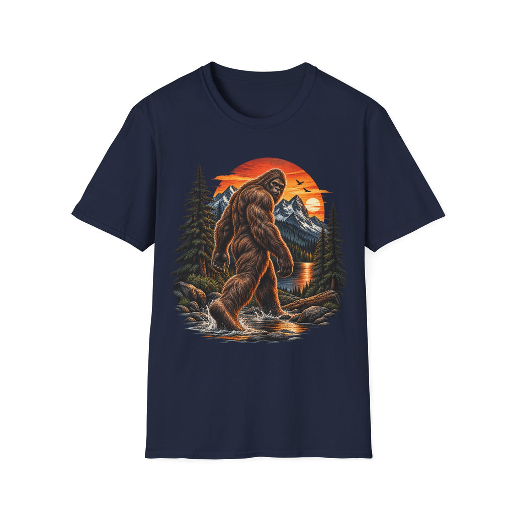 Bigfoot Mountain Sunset T-Shirt — Sasquatch Forest Adventure Tee