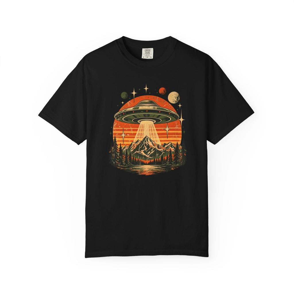UFO Mountain Sunset Graphic T-Shirt