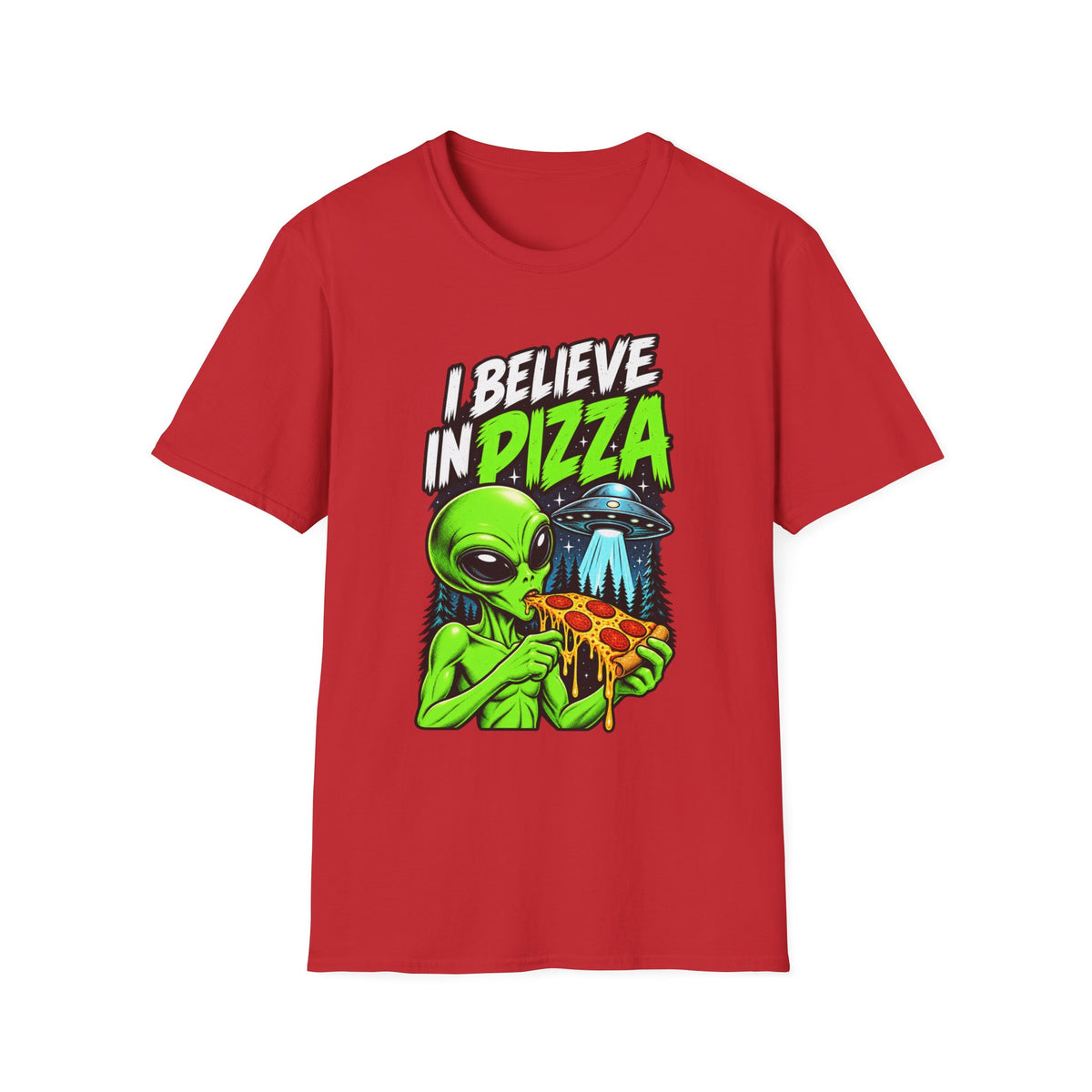 I Believe in Pizza Alien T-Shirt