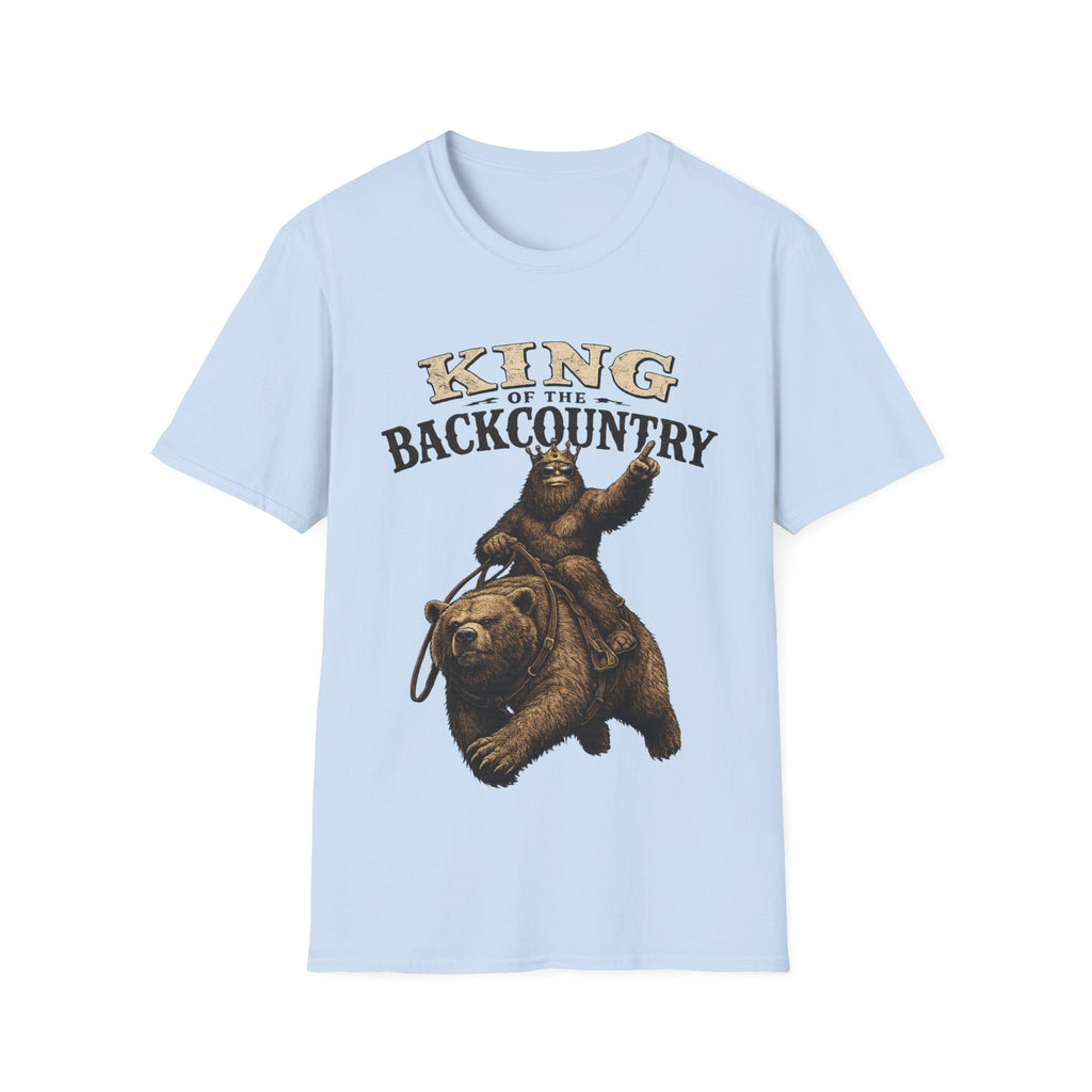 King of the Backcountry T-Shirt | Bear Riding Moose Outdoor Design