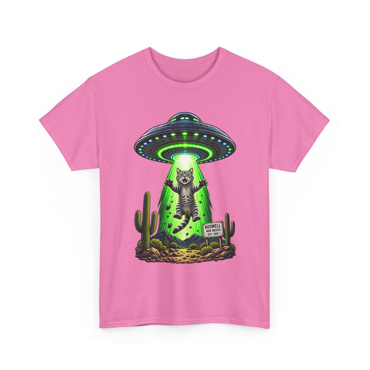 Cat Abduction UFO Tee | Alien Spaceship Graphic Shirt