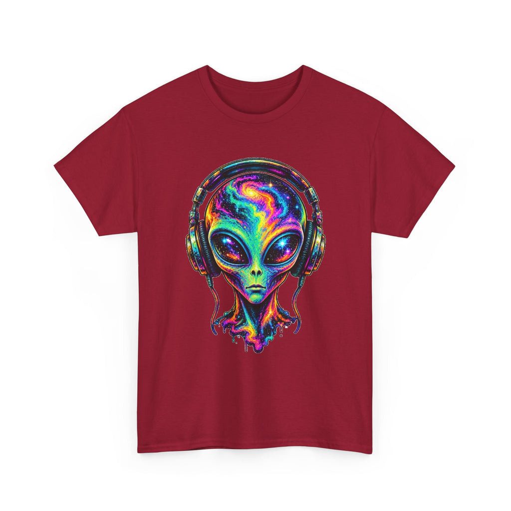Alien Headphones T-Shirt – Colorful Cosmic UFO Graphic
