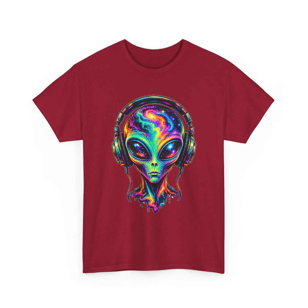 Alien Headphones T-Shirt – Colorful Cosmic UFO Graphic
