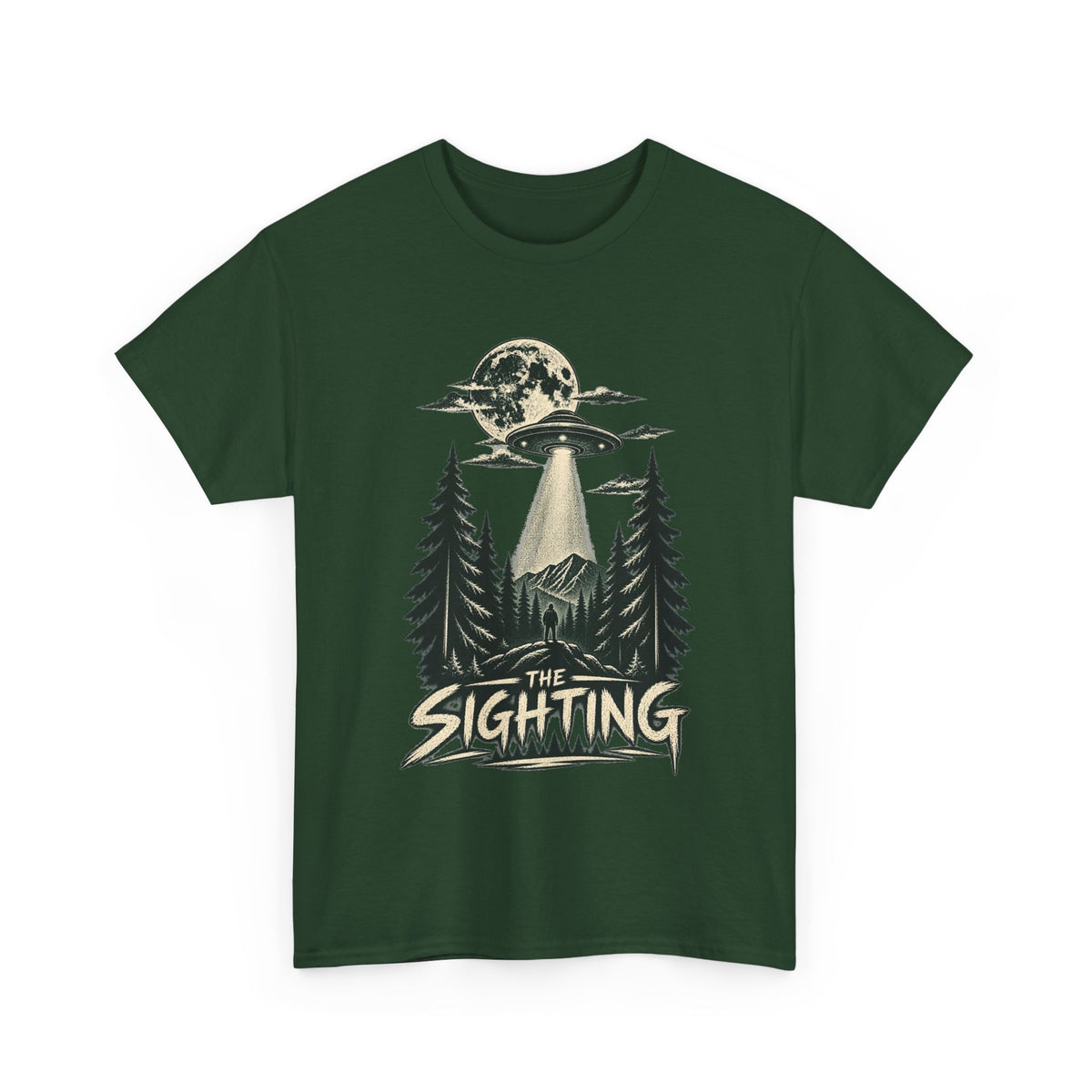 UFO Sighting Graphic Tee | Alien Abduction Forest Night
