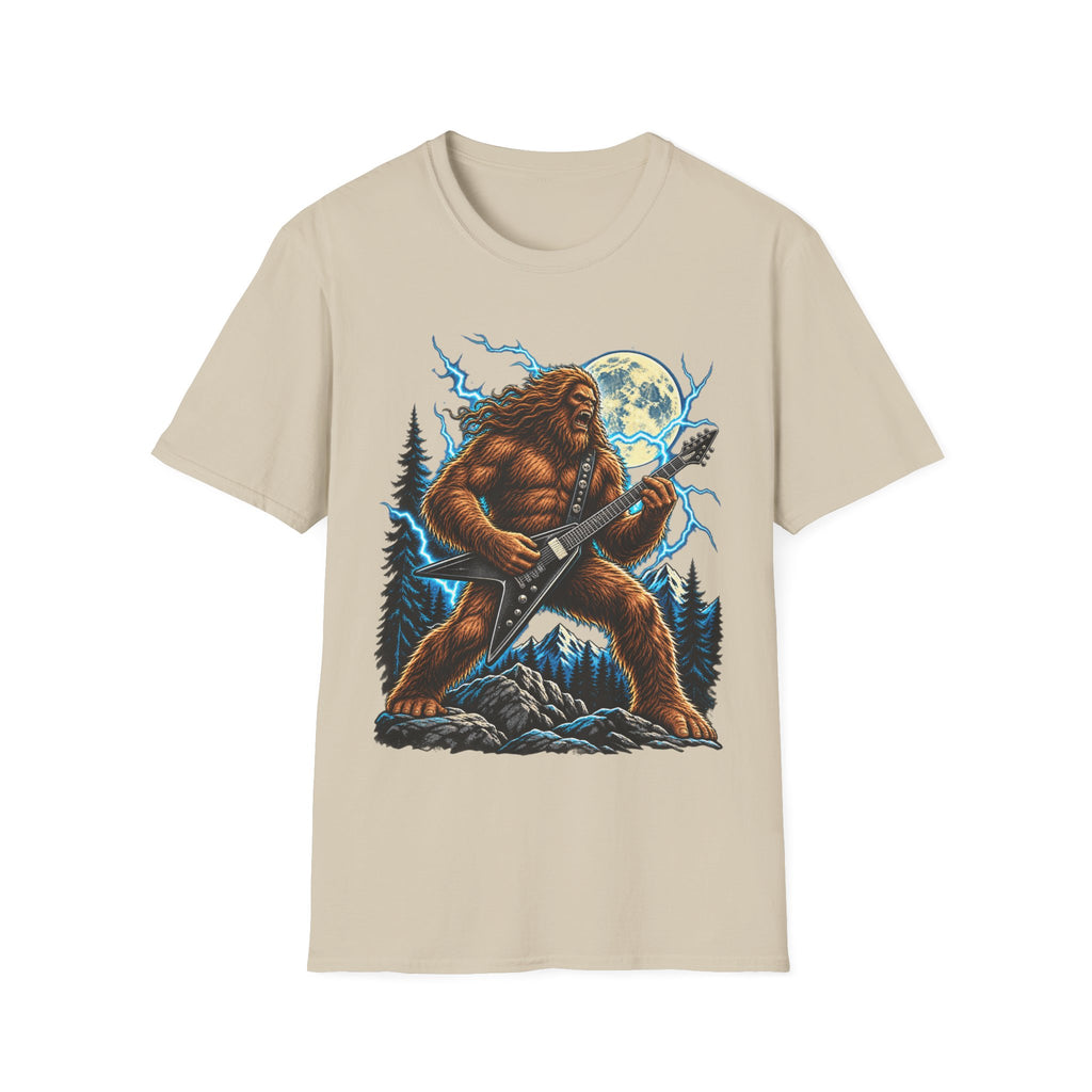 Bigfoot Playing Guitar Mountain Forest T-Shirt