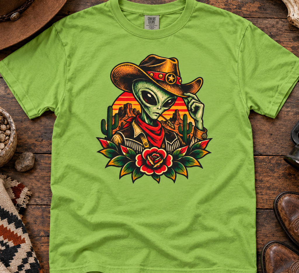 Cowboy Alien T-Shirt — Western Desert Alien Graphic Tee