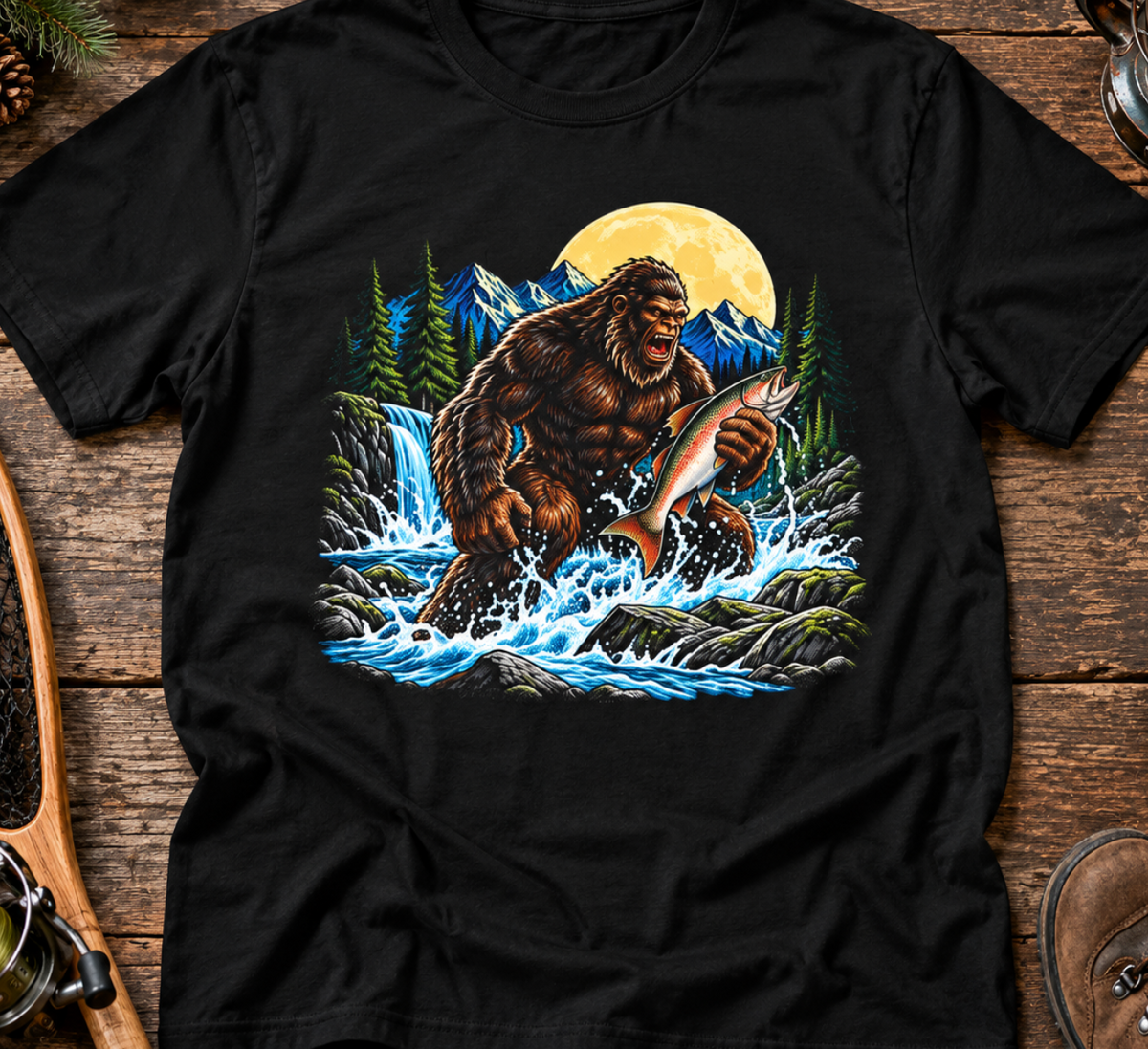 Bigfoot Salmon Graphic T-Shirt