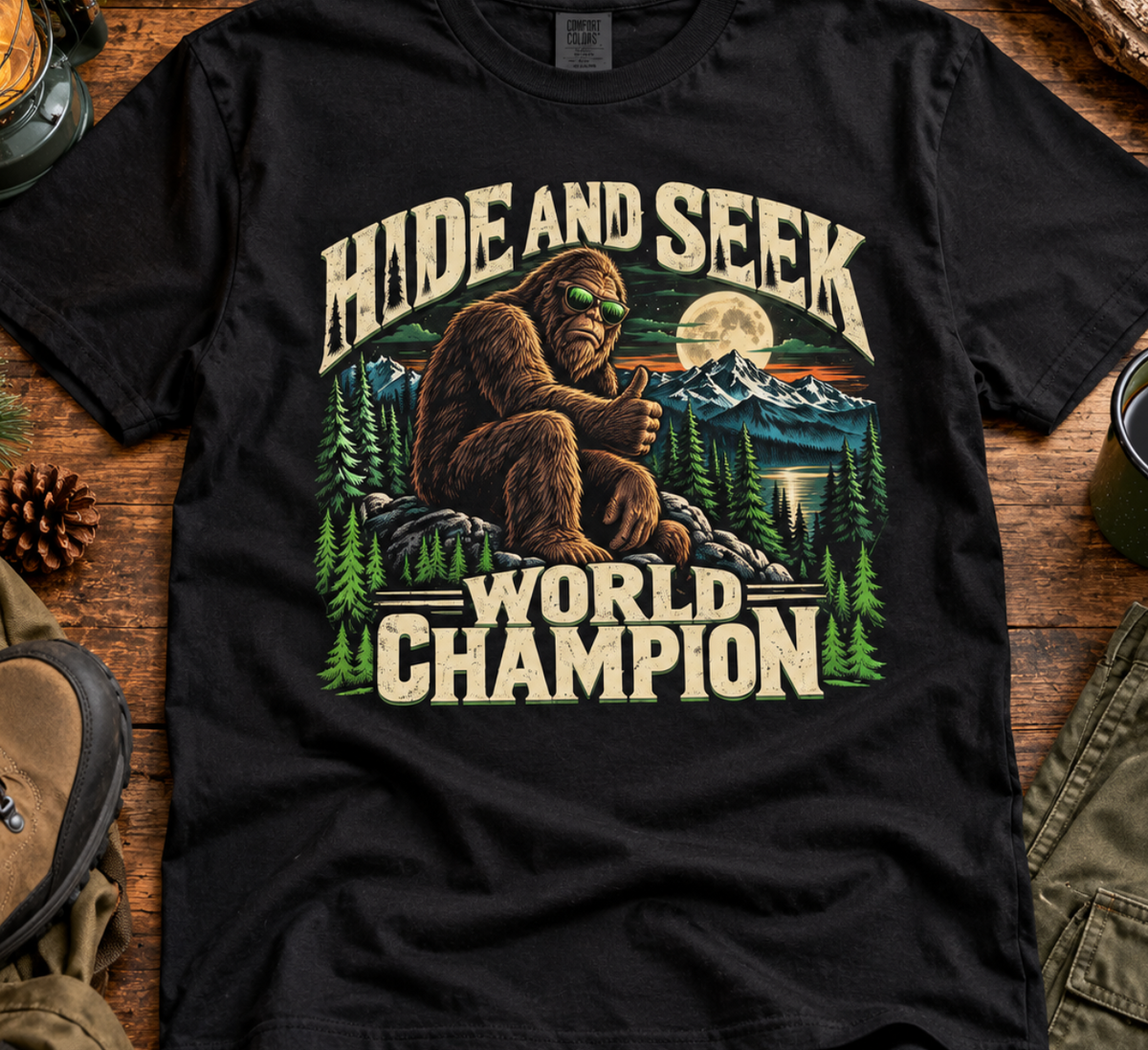Hide and Seek World Champion Bigfoot Graphic T-Shirt
