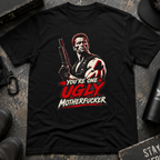 Vintage Action Hero with Shotgun Youre One Ugly Motherfucker Tee Graphic TShirt