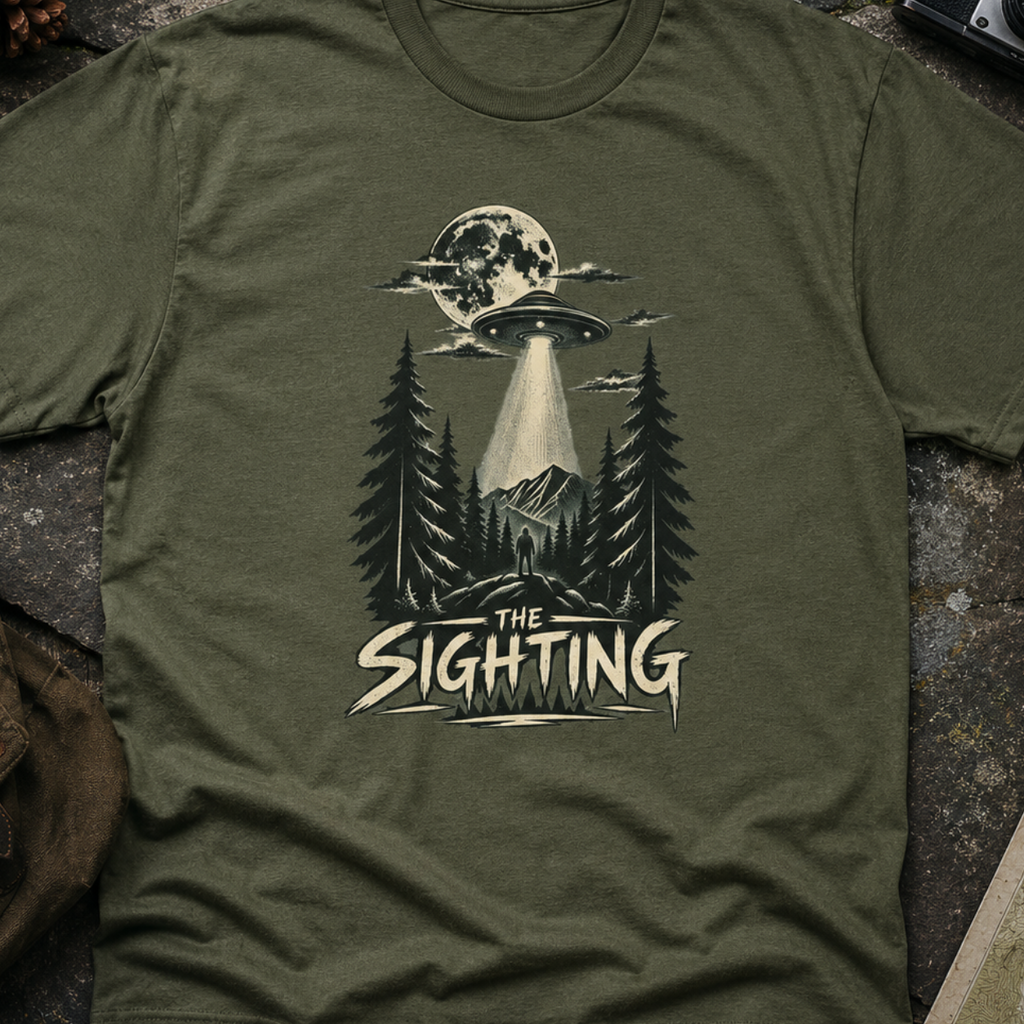 UFO Sighting Graphic Tee | Alien Abduction Forest Night