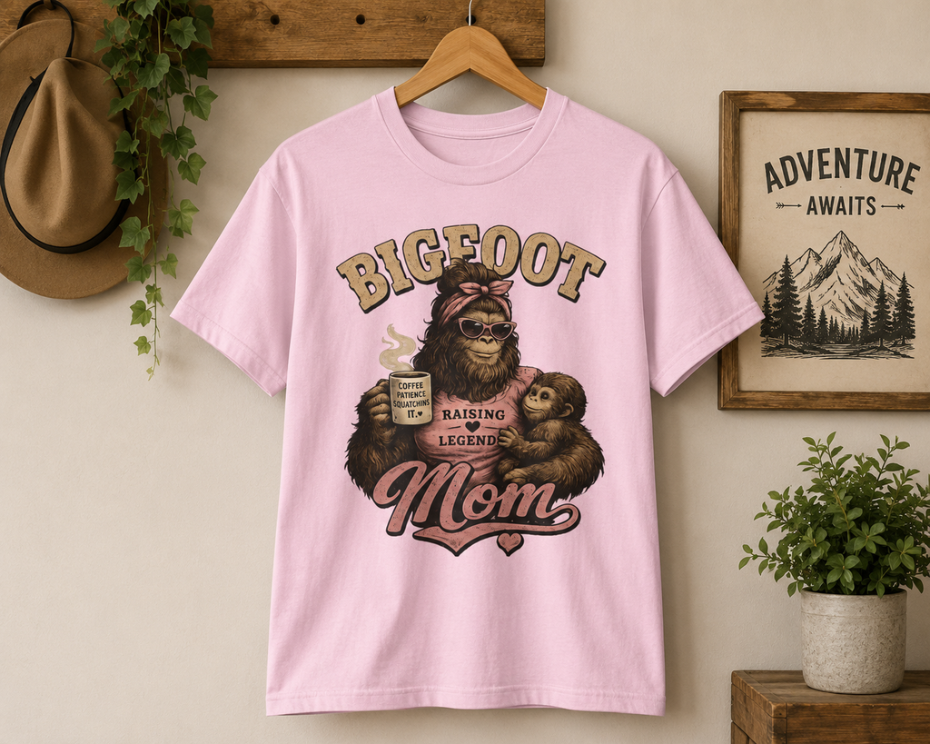 Bigfoot Mom Tee | Sasquatch Mama Illustration, Raising a Legend Design