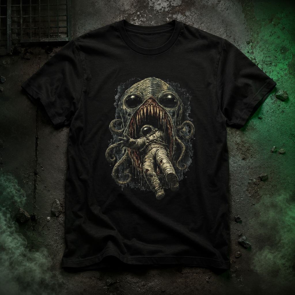 Astronaut Devoured by Sea Monster Tee | Space Horror Graphic Shirt