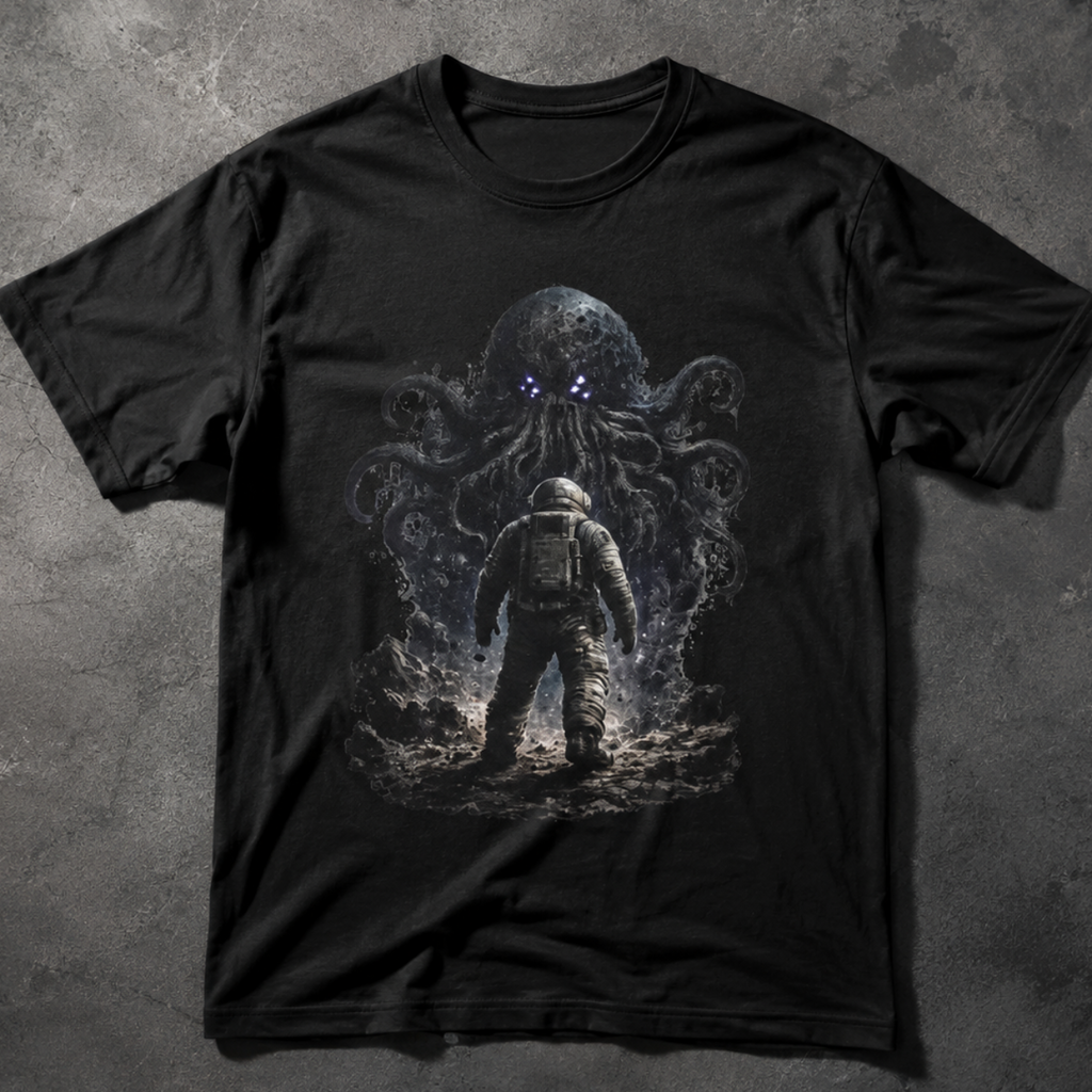 Astronaut vs Cosmic Kraken T-Shirt | Space Horror, Octopus Alien Illustration
