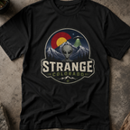 Strange Colorado alien mountains T-Shirt | UFO retro badge tee