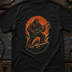 Sasquatch Playing Double-Neck Guitar T-Shirt | Retro Rock Monster Tee