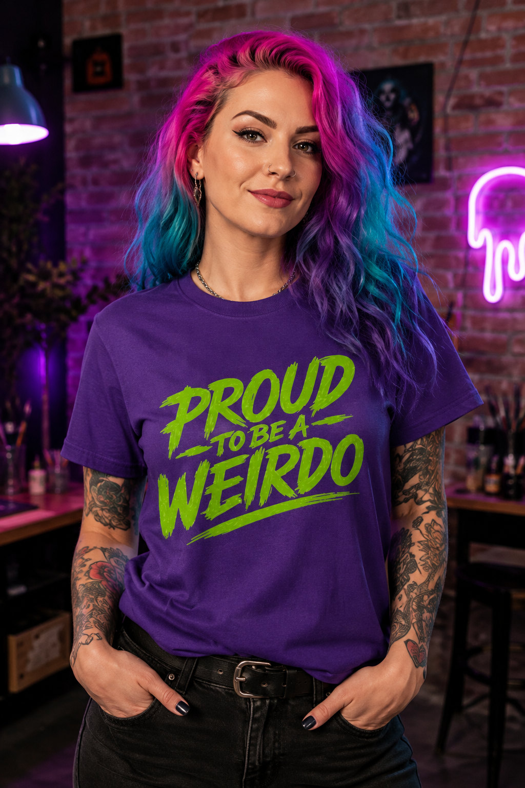 Proud to Be a Weirdo T-Shirt | Green Brush Script Tee