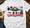 Classified Encounter UFO Alien Retro Graphic T-Shirt