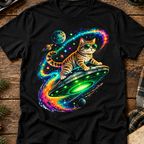 Cosmic Cat UFO T-Shirt – Space Cat Galaxy Graphic Tee