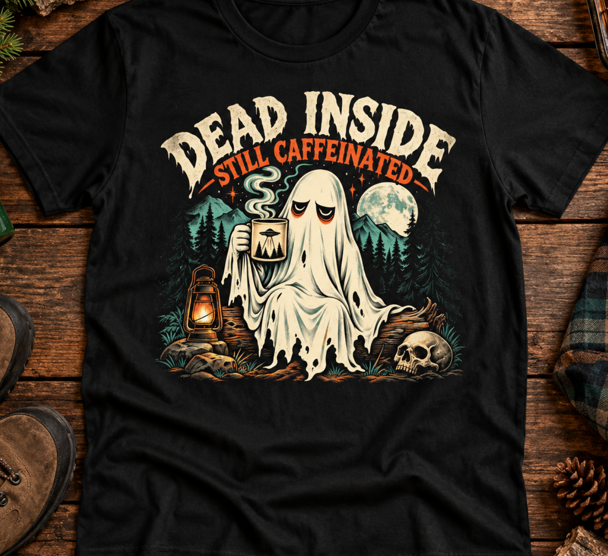 Dead Inside Still Caffeinated Ghost T-Shirt