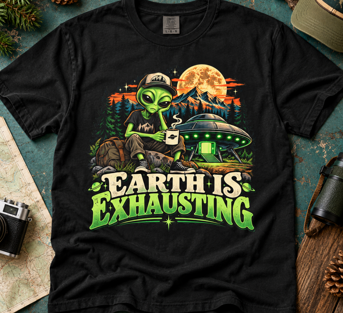 Earth Is Exhausting Alien Graphic T-Shirt