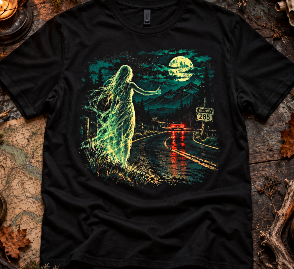 Haunted Moonlit Road Ghost T-Shirt